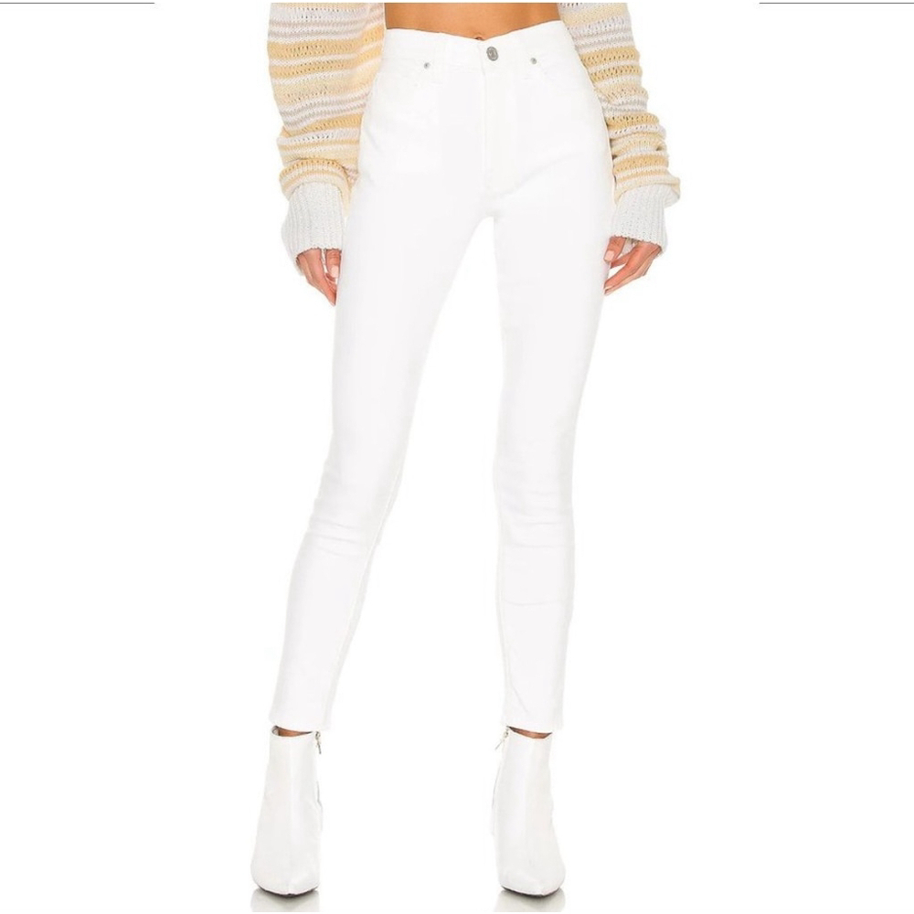Hudson Barbara White High Waisted Super Skinny Jeans
